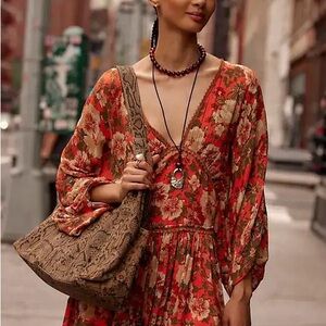 Free People Sweet Dreams Printed Mini Dress - Coral Koi Combo